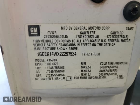 ✅ 2002 Chevrolet Silverado 1500 Commercial • VIN: 1GCEK14WX2Z297524 • Лот: 74544674. Опубликован ранее на Copart с пробегом 213 355 миль. Бесплатный доступ к архиву аукционных продаж из США и подробный отчёт об истории автомобиля на DreamBid. Изображение 14.