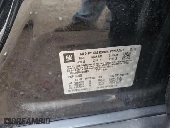 ✅ 2018 Buick Encore Preferred • VIN: KL4CJASB6JB718800 • Lot: 87107375. Wystawiony na Copart z przebiegiem 45 756 mil. Bezpłatny archiwum sprzedaży aukcyjnych z USA i szczegółowy raport historii pojazdu na DreamBid. Zdjęcie 12.