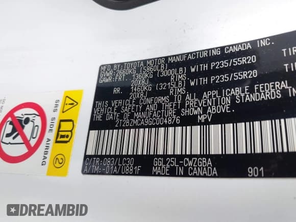 ✅ 2016 Lexus RX 350 • VIN: 2T2BZMCA9GC004876 • Лот: 42712106. Опубликован ранее на IAAI с пробегом 90 576 миль. Бесплатный доступ к архиву аукционных продаж из США и подробный отчёт об истории автомобиля на DreamBid. Изображение 9.