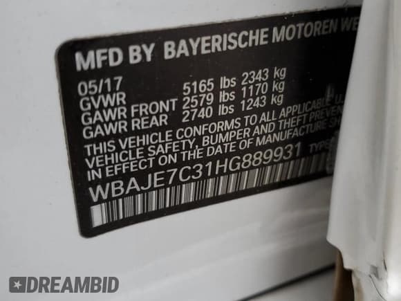 ✅ 2017 BMW 5 Series 540i xDrive • VIN: WBAJE7C31HG889931 • Лот: 91202825. Опубликован ранее на Copart с пробегом 86 983 миль. Бесплатный доступ к архиву аукционных продаж из США и подробный отчёт об истории автомобиля на DreamBid. Изображение 12.