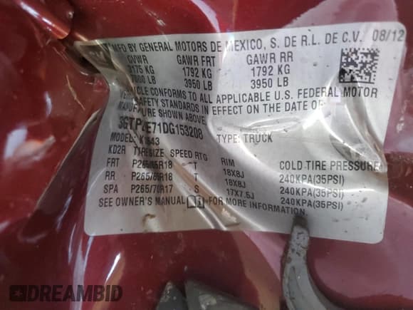 ✅ 2013 GMC Sierra 1500 SLE • VIN: 3GTP2VE71DG153208 • Lot: 92656965. Listed on Copart with Not provided. Free auction sales archive from the USA and detailed vehicle history report at DreamBid. Image 12.