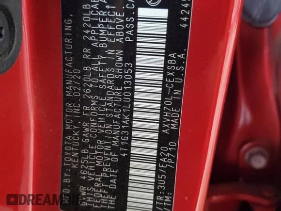 2020 Toyota Camry Hybrid SE с VIN 4T1G31AK1LU013053, выставлен на аукционе Copart как лот 71467965 с пробегом 99 725 миль миль и На запчасти • Non repairable. История ставок и продаж доступна на DreamBid. Изображение 13.