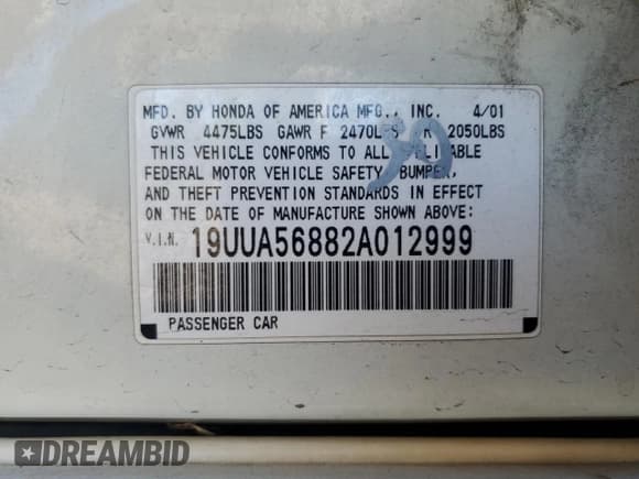 ✅ 2002 Acura TL Type S • VIN: 19UUA56882A012999 • Lot: 85405185. Wystawiony na Copart z przebiegiem Nie podano. Bezpłatny archiwum sprzedaży aukcyjnych z USA i szczegółowy raport historii pojazdu na DreamBid. Zdjęcie 12.