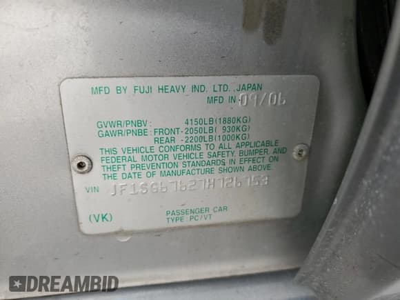 ✅ 2007 Subaru Forester X L.L. Bean • VIN: JF1SG67627H726753 • Lot: 54957595. Listed on Copart with 199,626 mi. Free auction sales archive from the USA and detailed vehicle history report at DreamBid. Image 12.