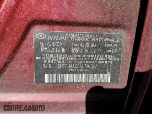 ✅ 2010 Hyundai Sonata Limited • VIN: 5NPEU4AC8AH591323 • Lot: 72978794. Listed on Copart with 132,780 mi miles. Access the free auction sales archive from the USA and view a detailed vehicle history report at DreamBid. Image 13.