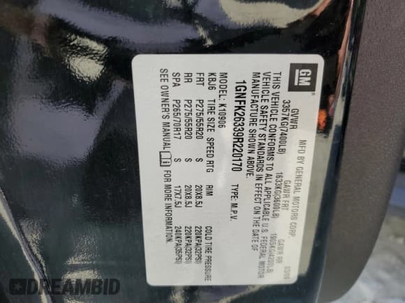 ✅ 2009 Chevrolet Suburban 1LT • VIN: 1GNFK26339R220170 • Lot: 74152024. Wystawiony na Copart z przebiegiem 122 923 mil. Bezpłatny archiwum sprzedaży aukcyjnych z USA i szczegółowy raport historii pojazdu na DreamBid. Zdjęcie 13.