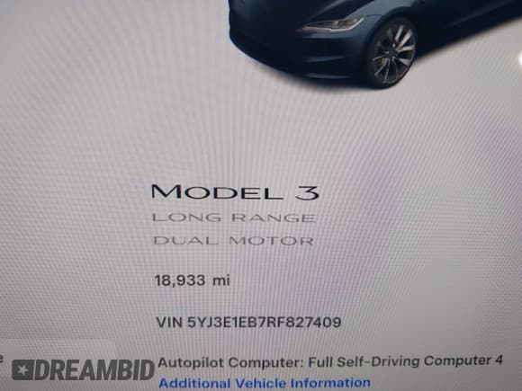 ✅ 2024 Tesla Model 3 Long Range • VIN: 5YJ3E1EB7RF827409 • Lot: 43750034. Wystawiony na IAAI z przebiegiem 18 933 mil. Bezpłatny archiwum sprzedaży aukcyjnych z USA i szczegółowy raport historii pojazdu na DreamBid. Zdjęcie 7.