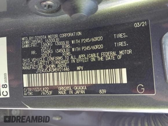 ✅ 2021 Toyota 4Runner Limited • VIN: JTEKU5JR3M5921446 • Лот: 43570290. Опубликован ранее на IAAI с пробегом 85 389 миль. Бесплатный доступ к архиву аукционных продаж из США и подробный отчёт об истории автомобиля на DreamBid. Изображение 9.