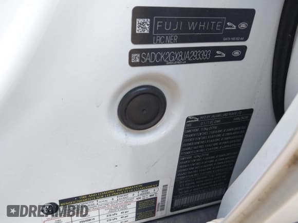 ✅ 2018 Jaguar F-Pace 30t Prestige • VIN: SADCK2GX8JA293393 • Lot: 42476970. Listed on IAAI with 52,917 mi. Free auction sales archive from the USA and detailed vehicle history report at DreamBid. Image 9.