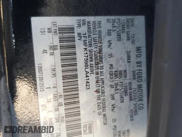 ✅ 2008 Ford Expedition Max Eddie Bauer • VIN: 1FMFK17598LA41423 • Lot: 90311095. Wystawiony na Copart z przebiegiem Nie podano. Bezpłatny archiwum sprzedaży aukcyjnych z USA i szczegółowy raport historii pojazdu na DreamBid. Zdjęcie 14.