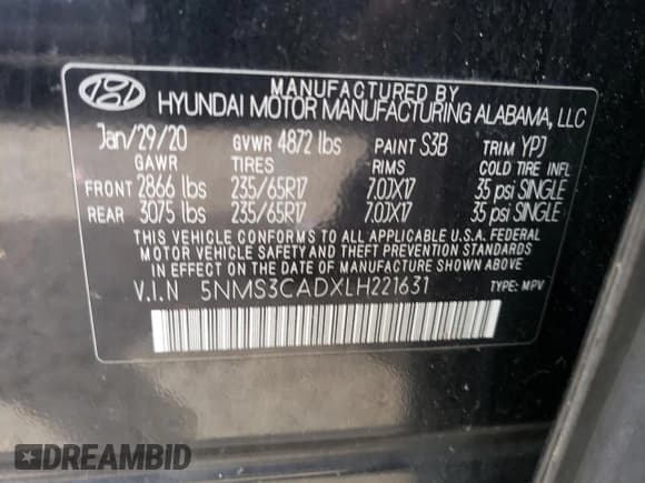 ✅ 2020 Hyundai Santa Fe SEL • VIN: 5NMS3CADXLH221631 • Lot: 51143703. Wystawiony na Copart z przebiegiem 79 186 mil. Bezpłatny archiwum sprzedaży aukcyjnych z USA i szczegółowy raport historii pojazdu na DreamBid. Zdjęcie 14.