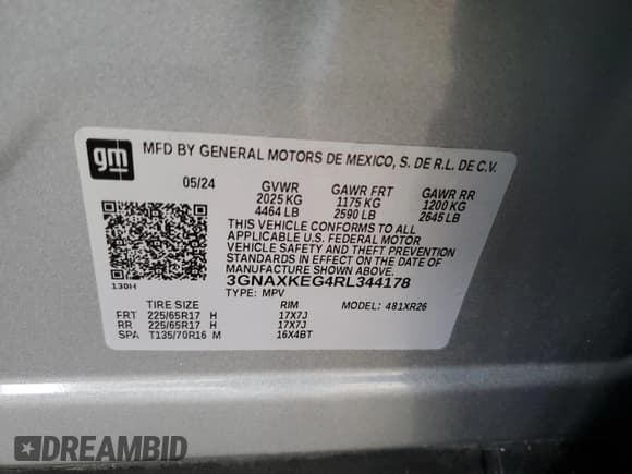 ✅ 2024 Chevrolet Equinox LT • VIN: 3GNAXKEG4RL344178 • Lot: 91797605. Listed on Copart with 34,322 mi. Free auction sales archive from the USA and detailed vehicle history report at DreamBid. Image 12.