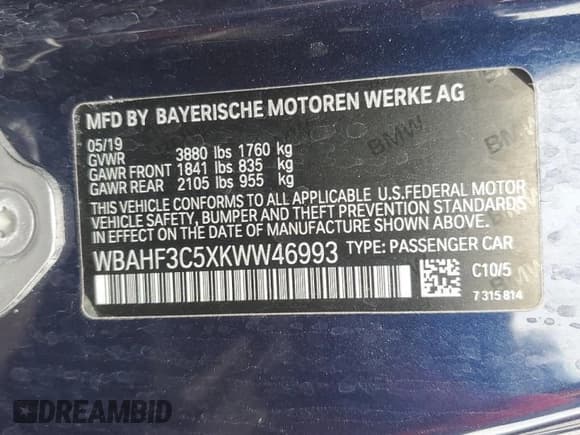 ✅ 2019 BMW Z4 sDrive30i • VIN: WBAHF3C5XKWW46993 • Lot: 38802064. Listed on Copart with 47,892 mi. Free auction sales archive from the USA and detailed vehicle history report at DreamBid. Image 14.