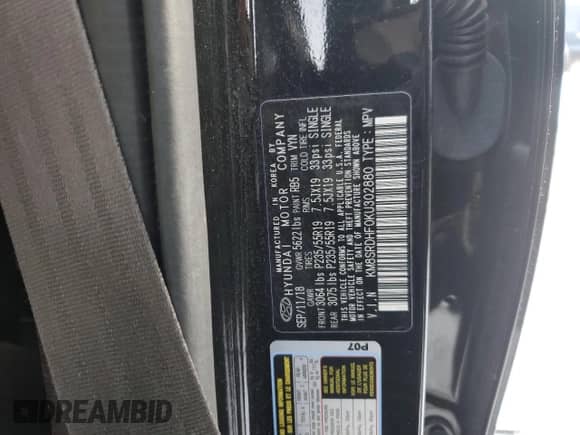 2019 Hyundai Santa Fe Limited Ultimate z VIN KM8SRDHF0KU302880, wystawiony jako Copart lot #45911865 z przebiegiem Nie podano mil oraz Czysty tytuł • Clean title. Historia ofert i sprzedaży dostępna na DreamBid. Obrazek 14.