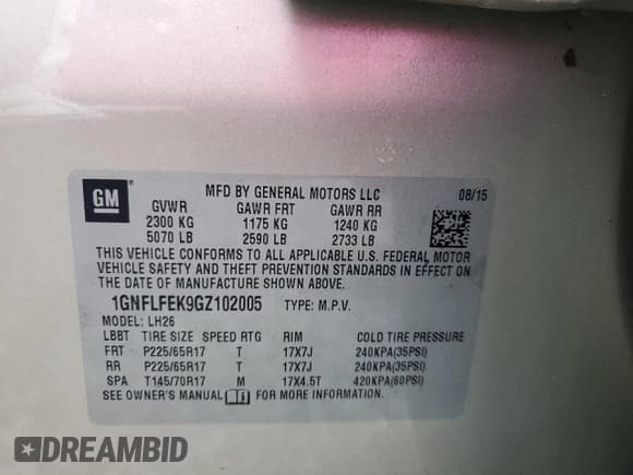 ✅ 2016 Chevrolet Equinox LT • VIN: 1GNFLFEK9GZ102005 • Лот: 74202644. Опубликован ранее на Copart с пробегом Не указан. Бесплатный доступ к архиву аукционных продаж из США и подробный отчёт об истории автомобиля на DreamBid. Изображение 14.