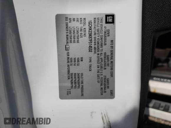 ✅ 2007 Chevrolet Silverado 2500HD 1LT • VIN: 1GCHK23K87F514532 • Лот: 66317305. Опубликован ранее на Copart с пробегом 124 297 миль. Бесплатный доступ к архиву аукционных продаж из США и подробный отчёт об истории автомобиля на DreamBid. Изображение 12.