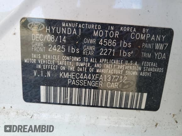 ✅ 2015 Hyundai Sonata • VIN: KMHEC4A4XFA137712 • Лот: 86447615. Опубликован ранее на Copart с пробегом 161 858 миль. Бесплатный доступ к архиву аукционных продаж из США и подробный отчёт об истории автомобиля на DreamBid. Изображение 12.