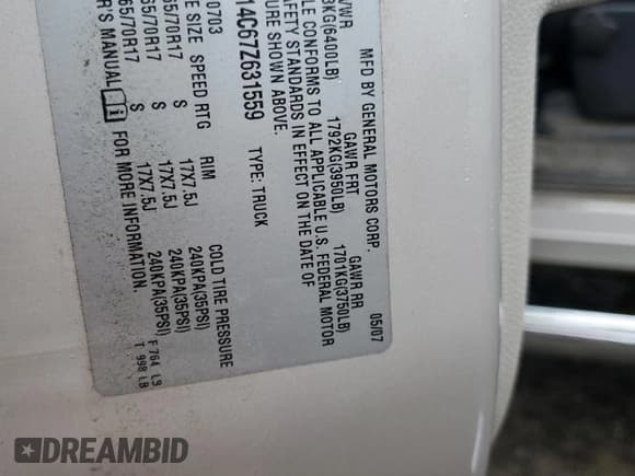 ✅ 2007 Chevrolet Silverado 1500 Work Truck • VIN: 1GCEK14C67Z631559 • Lot: 60293375. Listed on Copart with 76,430 mi. Free auction sales archive from the USA and detailed vehicle history report at DreamBid. Image 12.