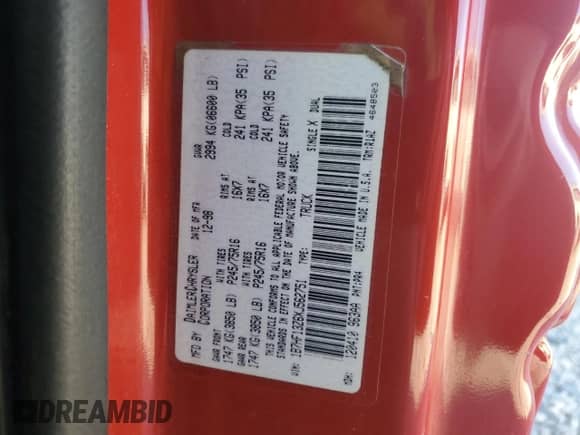 1999 Dodge 1500 с VIN 1B7HF13Z6XJ562751, выставлен на аукционе Copart как лот 83121794 с пробегом 220 804 миль миль и Списание • Salvage title. История ставок и продаж доступна на DreamBid. Изображение 14.