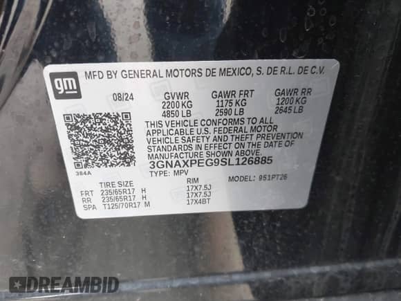 2025 Chevrolet Equinox AWD LT с VIN 3GNAXPEG9SL126885, выставлен на аукционе IAAI как лот 42248810 с пробегом 11 628 миль миль и . История ставок и продаж доступна на DreamBid. Изображение 9.