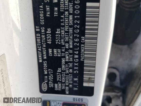 ✅ 2018 Kia Optima SX • VIN: 5XXGW4L26JG221006 • Lot: 69569285. Listed on Copart with 86,537 mi. Free auction sales archive from the USA and detailed vehicle history report at DreamBid. Image 12.