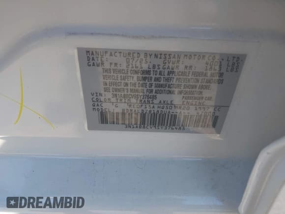 ✅ 2025 Nissan Sentra SV • VIN: 3N1AB8CV9SY376485 • Lot: 43593456. Listed on IAAI with 4,627 mi. Free auction sales archive from the USA and detailed vehicle history report at DreamBid. Image 9.