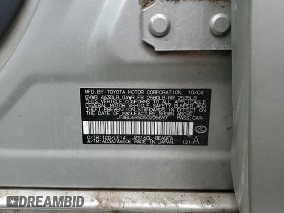 ✅ 2005 Lexus GS 300 • VIN: JT8BD69S050205697 • Lot: 61234675. Listed on Copart with 166,262 mi. Free auction sales archive from the USA and detailed vehicle history report at DreamBid. Image 12.