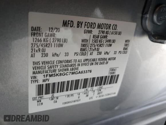 ✅ 2021 Ford Explorer ST • VIN: 1FM5K8GC7MGA63376 • Лот: 70598985. Опубликован ранее на Copart с пробегом 44 595 миль. Бесплатный доступ к архиву аукционных продаж из США и подробный отчёт об истории автомобиля на DreamBid. Изображение 13.