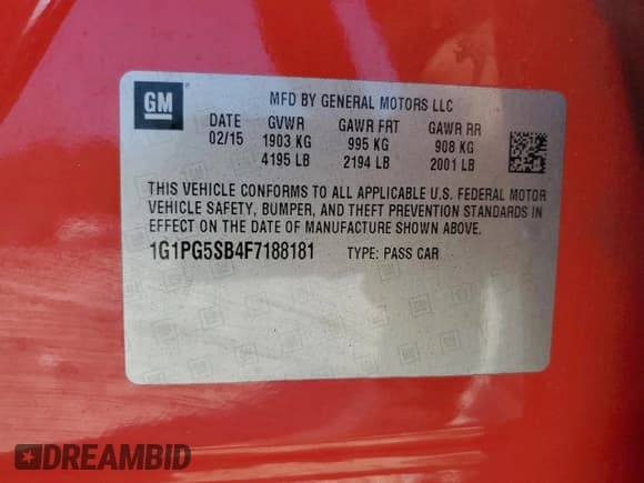 ✅ 2015 Chevrolet Cruze LTZ • VIN: 1G1PG5SB4F7188181 • Лот: 81199135. Опубликован ранее на Copart с пробегом 121 035 миль. Бесплатный доступ к архиву аукционных продаж из США и подробный отчёт об истории автомобиля на DreamBid. Изображение 12.