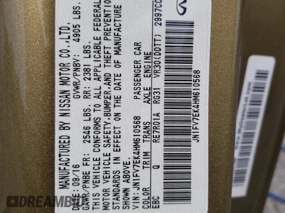 ✅ 2017 Infiniti Q60 Red Sport 400 • VIN: JN1FV7EK4HM610568 • Lot: 68571684. Listed on Copart with 37,121 mi. Free auction sales archive from the USA and detailed vehicle history report at DreamBid. Image 12.