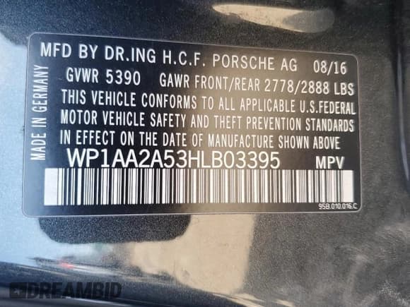 ✅ 2017 Porsche Macan • VIN: WP1AA2A53HLB03395 • Лот: 71921355. Опубликован ранее на Copart с пробегом 66 133 миль. Бесплатный доступ к архиву аукционных продаж из США и подробный отчёт об истории автомобиля на DreamBid. Изображение 13.