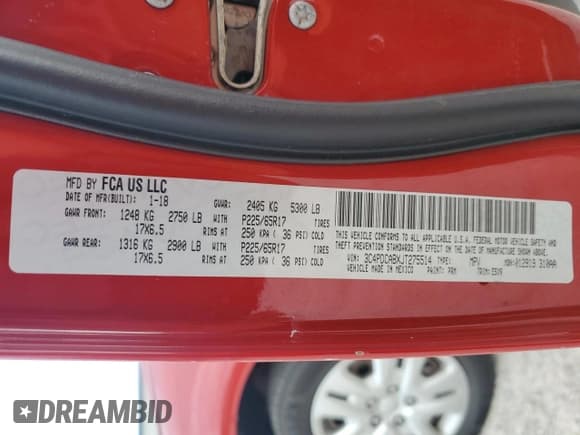 ✅ 2018 Dodge Journey SE • VIN: 3C4PDCABXJT275514 • Lot: 81723445. Wystawiony na Copart z przebiegiem 95 895 mil. Bezpłatny archiwum sprzedaży aukcyjnych z USA i szczegółowy raport historii pojazdu na DreamBid. Zdjęcie 13.