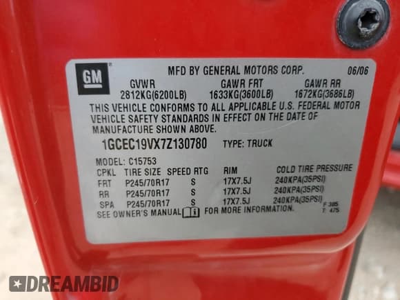 ✅ 2007 Chevrolet Silverado 1500 Work Truck • VIN: 1GCEC19VX7Z130780 • Лот: 85101554. Опубликован ранее на Copart с пробегом 260 110 миль. Бесплатный доступ к архиву аукционных продаж из США и подробный отчёт об истории автомобиля на DreamBid. Изображение 12.