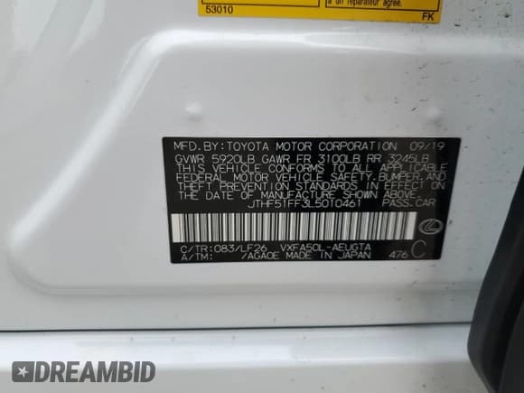 ✅ 2020 Lexus LS 500 F Sport • VIN: JTHF51FF3L5010461 • Lot: 62300414. Wystawiony na Copart z przebiegiem 24 911 mil. Bezpłatny archiwum sprzedaży aukcyjnych z USA i szczegółowy raport historii pojazdu na DreamBid. Zdjęcie 13.