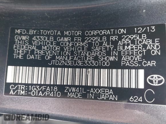 ✅ 2014 Toyota Prius Two • VIN: JTDZN3EU3E3330100 • Лот: 43002252. Опубликован ранее на IAAI с пробегом 210 186 миль. Бесплатный доступ к архиву аукционных продаж из США и подробный отчёт об истории автомобиля на DreamBid. Изображение 9.