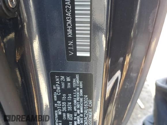 2010 Hyundai Accent GS z VIN KMHCM3AC2AU163024, wystawiony jako Copart lot #62352714 z przebiegiem 84 946 mil mil oraz Szkoda całkowita • Salvage title. Historia ofert i sprzedaży dostępna na DreamBid. Obrazek 12.