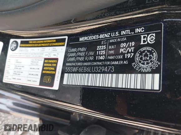 ✅ 2020 Mercedes-Benz C 43 AMG • VIN: 55SWF6EB6LU329473 • Lot: 40080118. Wystawiony na IAAI z przebiegiem 26 041 mil. Bezpłatny archiwum sprzedaży aukcyjnych z USA i szczegółowy raport historii pojazdu na DreamBid. Zdjęcie 9.