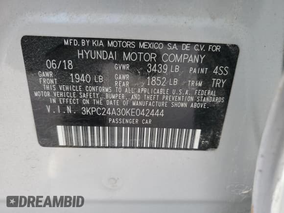 ✅ 2019 Hyundai Accent SE • VIN: 3KPC24A30KE042444 • Лот: 45469995. Опубликован ранее на Copart с пробегом 60 470 миль. Бесплатный доступ к архиву аукционных продаж из США и подробный отчёт об истории автомобиля на DreamBid. Изображение 12.