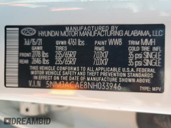 ✅ 2022 Hyundai Tucson SE • VIN: 5NMJACAE8NH033946 • Lot: 66390484. Wystawiony na Copart z przebiegiem 17 771 mil. Bezpłatny archiwum sprzedaży aukcyjnych z USA i szczegółowy raport historii pojazdu na DreamBid. Zdjęcie 16.