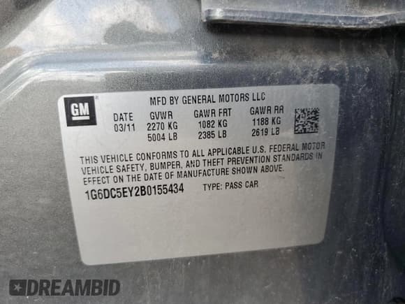 ✅ 2011 Cadillac CTS • VIN: 1G6DC5EY2B0155434 • Lot: 71056165. Listed on Copart with 208,084 mi. Free auction sales archive from the USA and detailed vehicle history report at DreamBid. Image 13.