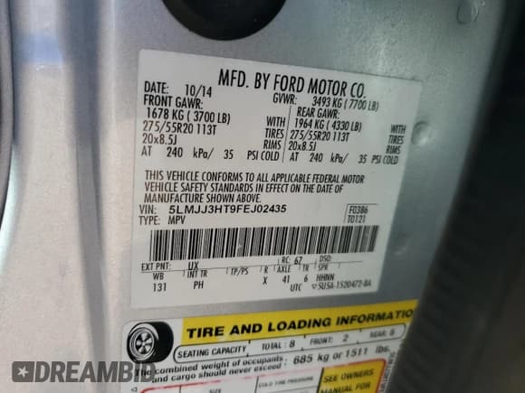 ✅ 2015 Lincoln Navigator • VIN: 5LMJJ3HT9FEJ02435 • Лот: 49394715. Опубликован ранее на Copart с пробегом 117 734 миль. Бесплатный доступ к архиву аукционных продаж из США и подробный отчёт об истории автомобиля на DreamBid. Изображение 13.