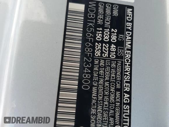 ✅ 2008 Mercedes-Benz CLK 350 • VIN: WDBTK56F68F234800 • Lot: 58632395. Listed on Copart with Not provided. Free auction sales archive from the USA and detailed vehicle history report at DreamBid. Image 12.