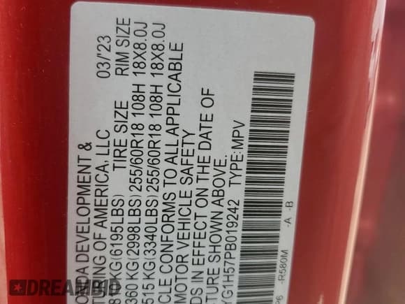 ✅ 2023 Honda Pilot EX-L • VIN: 5FNYG1H57PB019242 • Лот: 59748045. Опубликован ранее на Copart с пробегом 23 270 миль. Бесплатный доступ к архиву аукционных продаж из США и подробный отчёт об истории автомобиля на DreamBid. Изображение 13.