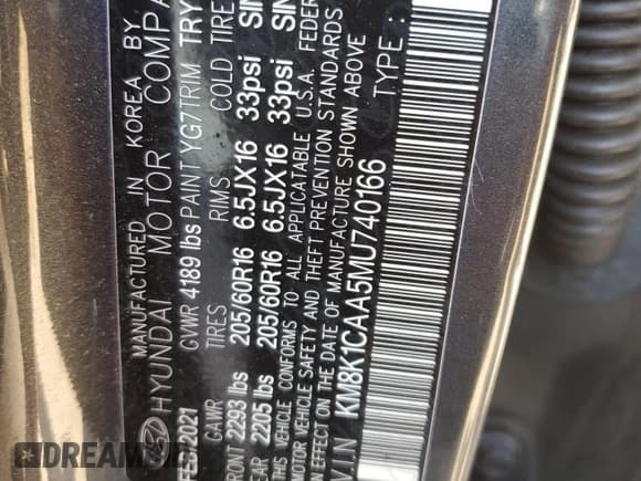 ✅ 2021 Hyundai Kona SE • VIN: KM8K1CAA5MU740166 • Лот: 70135704. Опубликован ранее на Copart с пробегом 40 871 миль. Бесплатный доступ к архиву аукционных продаж из США и подробный отчёт об истории автомобиля на DreamBid. Изображение 15.