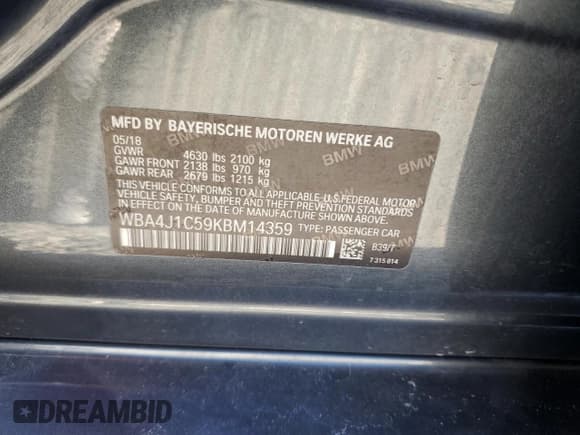✅ 2019 BMW 4 Series 430i • VIN: WBA4J1C59KBM14359 • Лот: 90085545. Опубликован ранее на Copart с пробегом 77 662 миль. Бесплатный доступ к архиву аукционных продаж из США и подробный отчёт об истории автомобиля на DreamBid. Изображение 13.