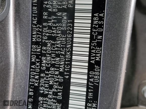 ✅ 2022 Toyota Camry LE • VIN: 4T1C11BK5NU062231 • Лот: 84417985. Опубликован ранее на Copart с пробегом 30 706 миль. Бесплатный доступ к архиву аукционных продаж из США и подробный отчёт об истории автомобиля на DreamBid. Изображение 12.