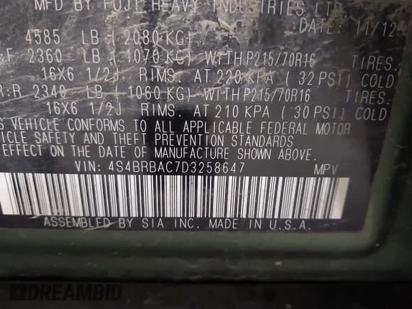 ✅ 2013 Subaru Outback 2.5i • VIN: 4S4BRBAC7D3258647 • Лот: 43599815. Опубликован ранее на IAAI с пробегом 225 472 миль. Бесплатный доступ к архиву аукционных продаж из США и подробный отчёт об истории автомобиля на DreamBid. Изображение 9.