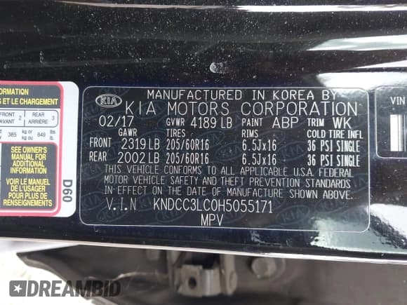 ✅ 2017 Kia Niro EX • VIN: KNDCC3LC0H5055171 • Lot: 43394294. Wystawiony na IAAI z przebiegiem 212 551 mil. Bezpłatny archiwum sprzedaży aukcyjnych z USA i szczegółowy raport historii pojazdu na DreamBid. Zdjęcie 9.