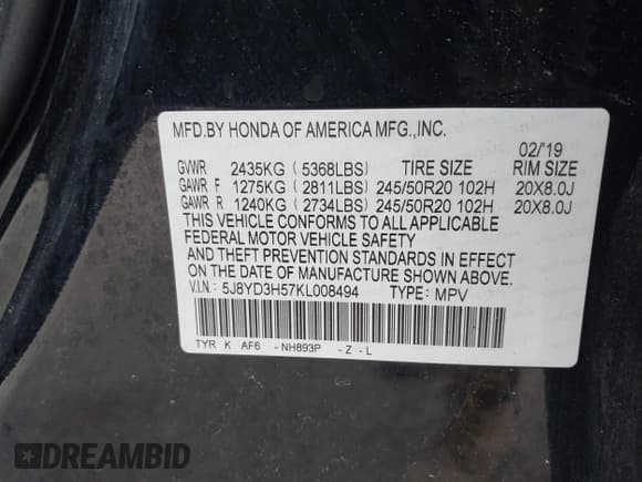 ✅ 2019 Acura MDX Technology • VIN: 5J8YD3H57KL008494 • Лот: 42625438. Опубликован ранее на IAAI с пробегом 154 753 миль. Бесплатный доступ к архиву аукционных продаж из США и подробный отчёт об истории автомобиля на DreamBid. Изображение 9.