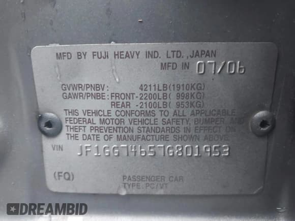 ✅ 2007 Subaru Impreza WRX • VIN: JF1GG74657G801953 • Лот: 41432054. Опубликован ранее на IAAI с пробегом 136 125 миль. Бесплатный доступ к архиву аукционных продаж из США и подробный отчёт об истории автомобиля на DreamBid. Изображение 9.